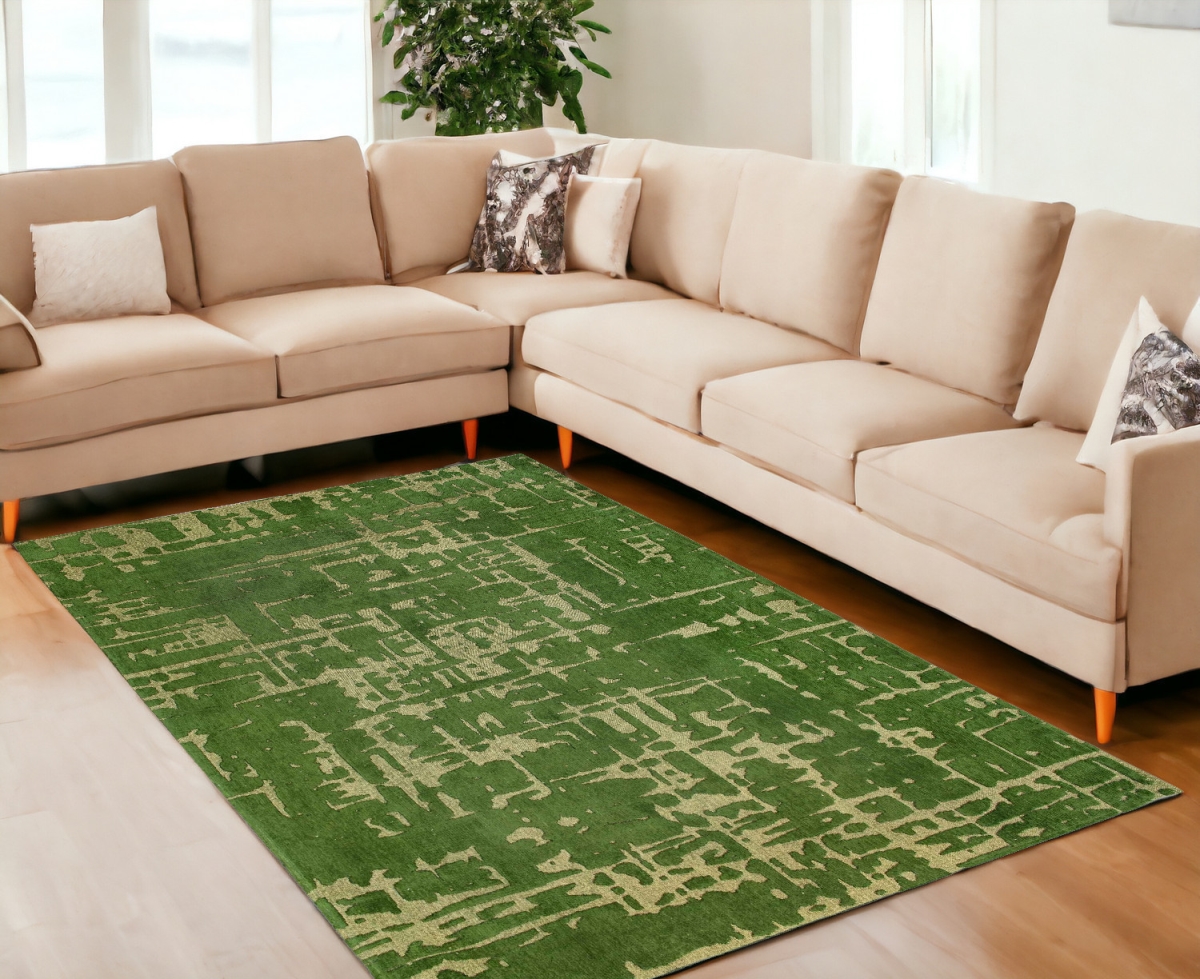 548699 6 x 8 ft. Green Abstract Non Skid Rectangle Machine Woven Area Rug