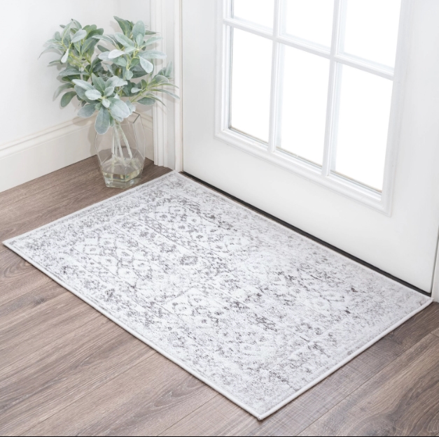 548751 3 x 5 ft. White Abstract Non Skid Rectangle Machine Woven Area Rug