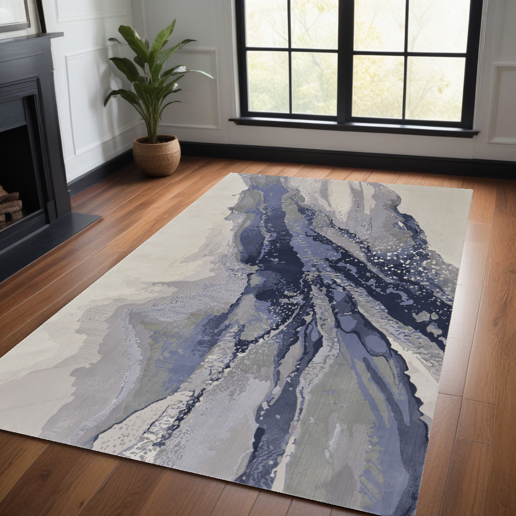 513169 4 x 6 ft. Gray & Ivory Abstract Power Loomed Rectangle Area Rug