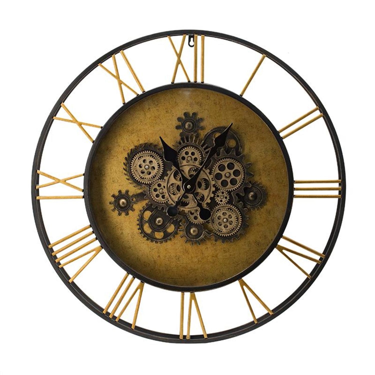 485980 28 in. Circle Copper Metal & Glass Analog Exposed Gear Wall Clock