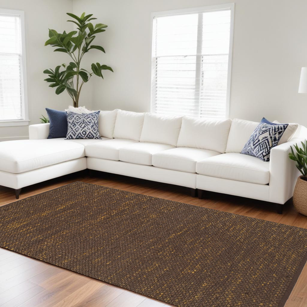 565163 9 x 12 ft. Brown Damask Hand Woven Rectangle Area Rug