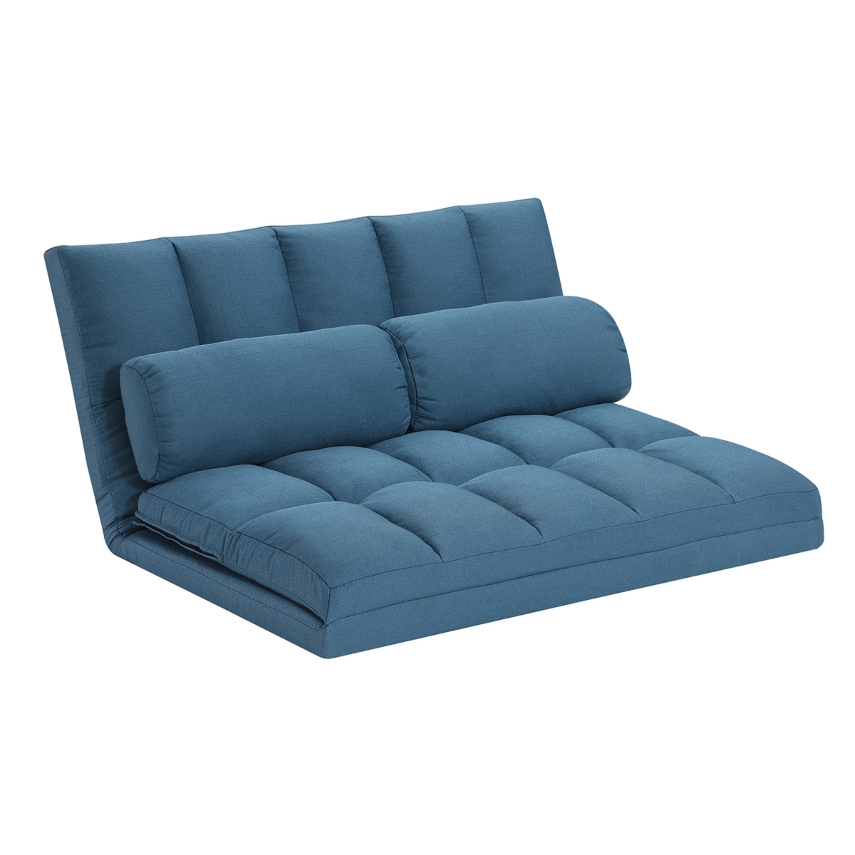 526458 45 in. Blue Futon Convertible Sleeper Loveseat & Toss Pillows