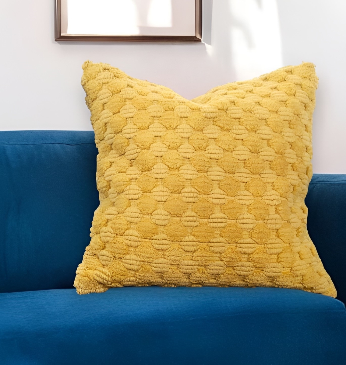 518705 20 in. Yellow Cotton Throw Pillow with Texture