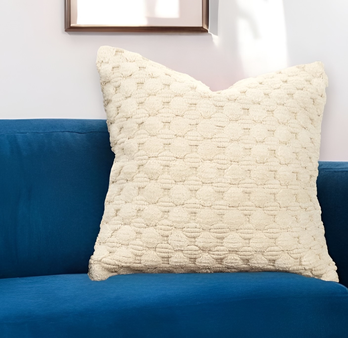 518706 20 in. Ivory Cotton Throw Pillow with Texture