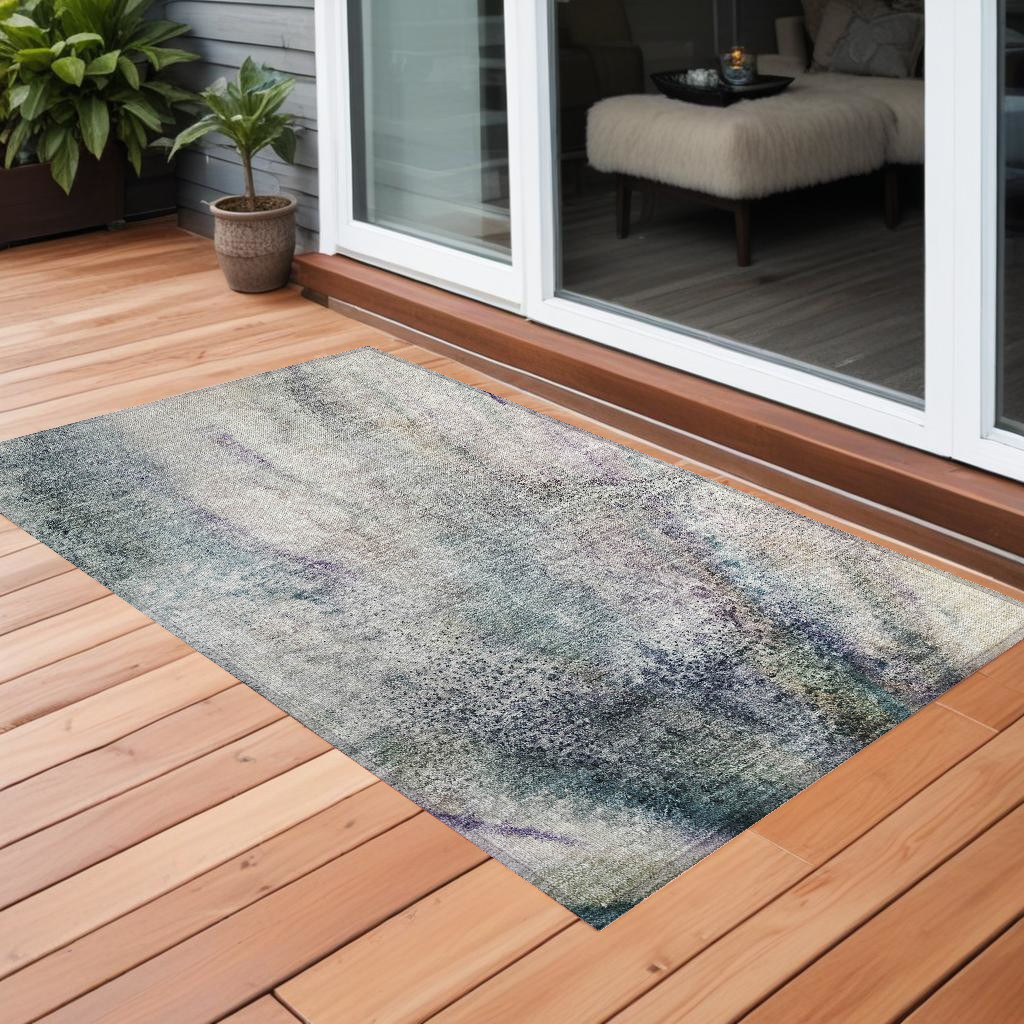 Ivory Abstract Non-Skid Area Rug - 2 x 3 ft. - Machine Washable - Stain Resistant