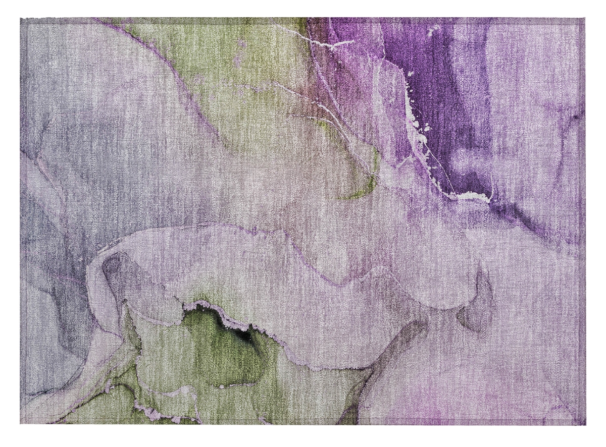 Purple Abstract Washable Non-Skid Area Rug - 2 x 3 ft - Stain Resistant