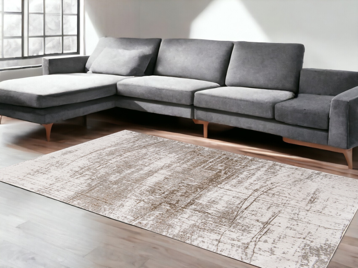 548527 9 x 13 ft. Gray & Beige Abstract Non Skid Rectangle Machine Woven Area Rug