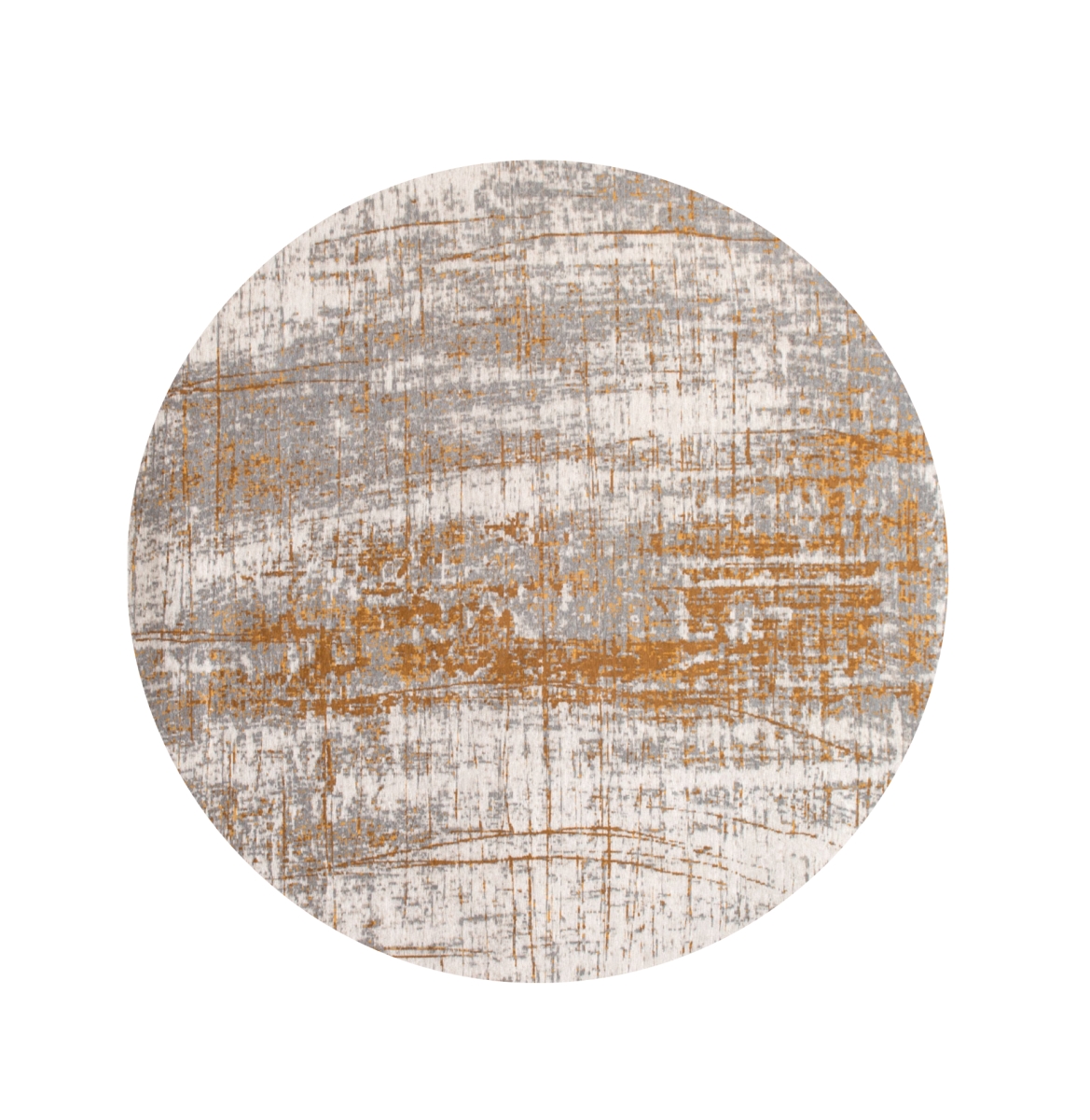 548394 5 ft. Round Non Skid Area Rug, Gray & Gold
