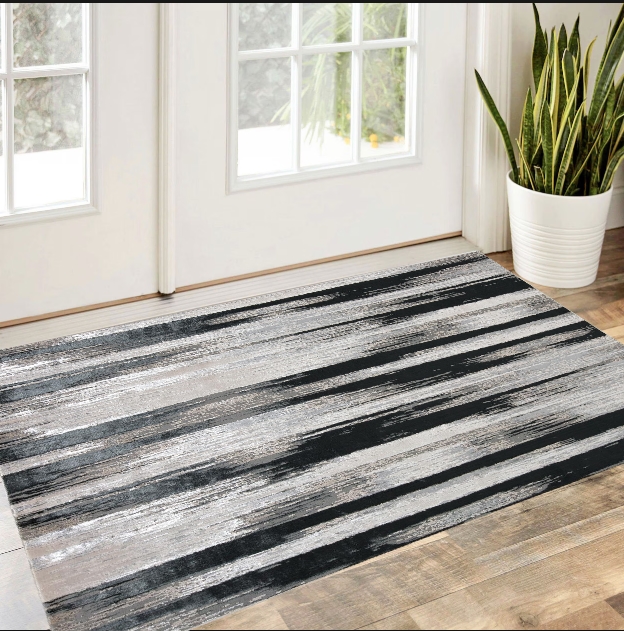 511565 2 x 3 ft. Black Silver & Gray Abstract Power Loomed Rectangle Area Rug