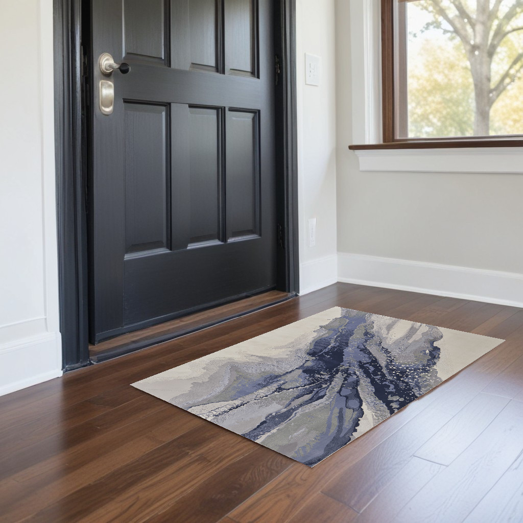 513176 2 x 3 ft. Gray & Ivory Abstract Power Loomed Rectangle Area Rug