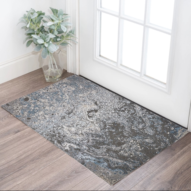 515583 2 x 3 ft. Blue & Gray Abstract Power Loomed Rectangle Area Rug