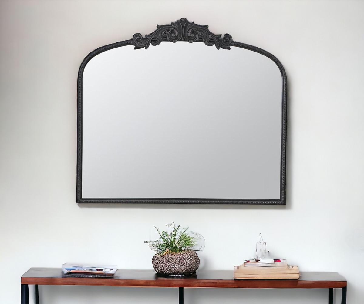 485049 31 in. Black Arch Iron Framed Accent Mirror