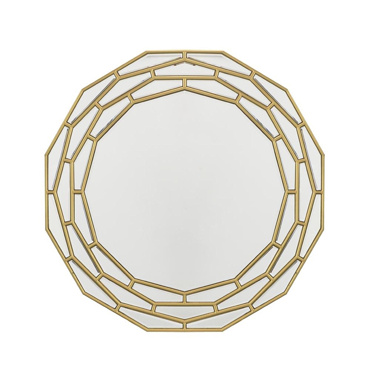 485071 35 in. Gold Round Framed Accent Mirror