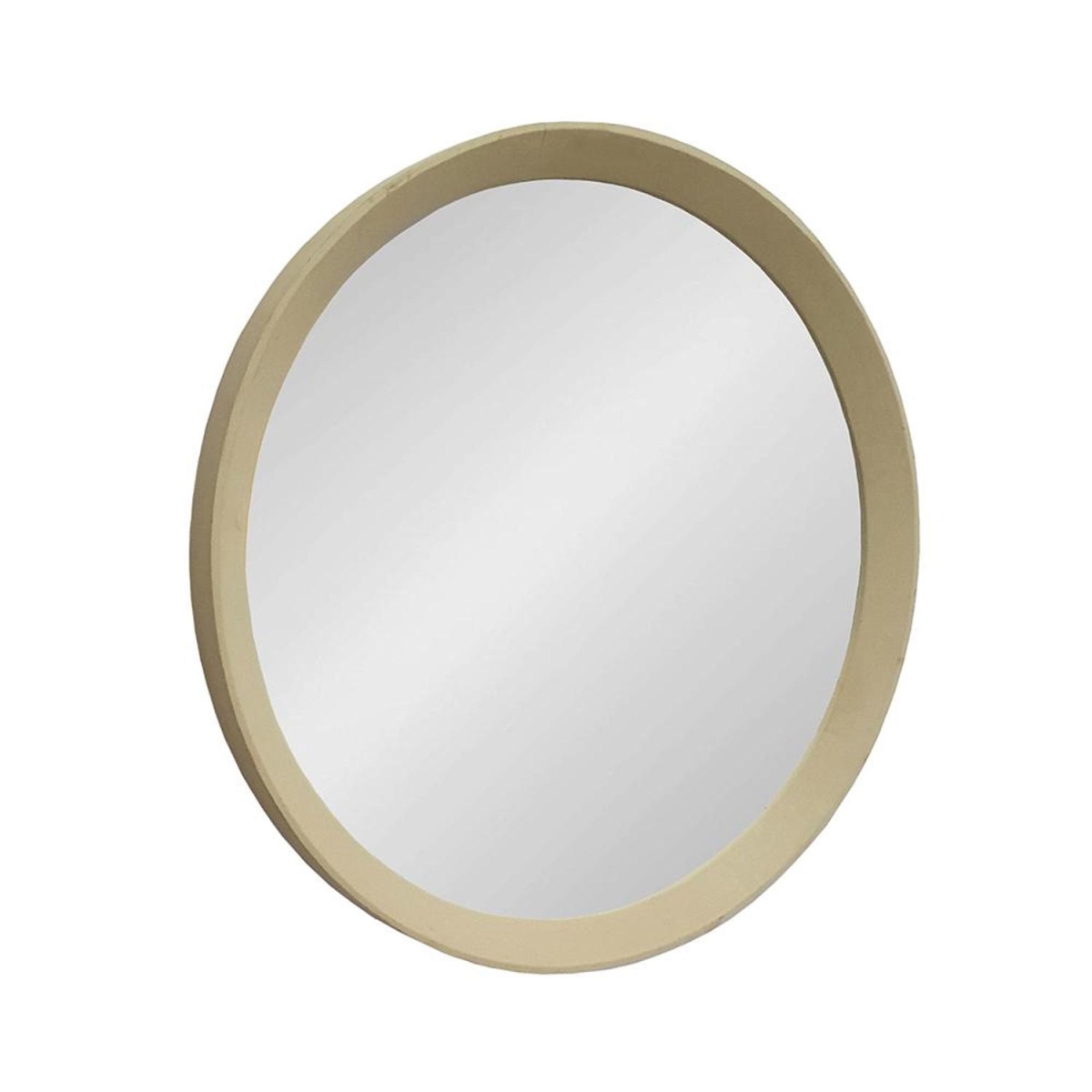 485115 20 in. Cream Round Wood Framed Accent Mirror