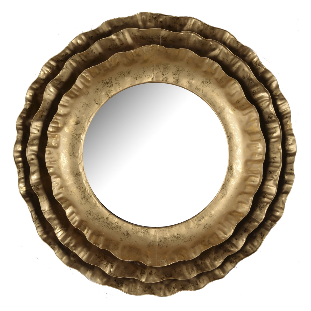 485124 16 in. Gold Round Iron Framed Accent Mirror