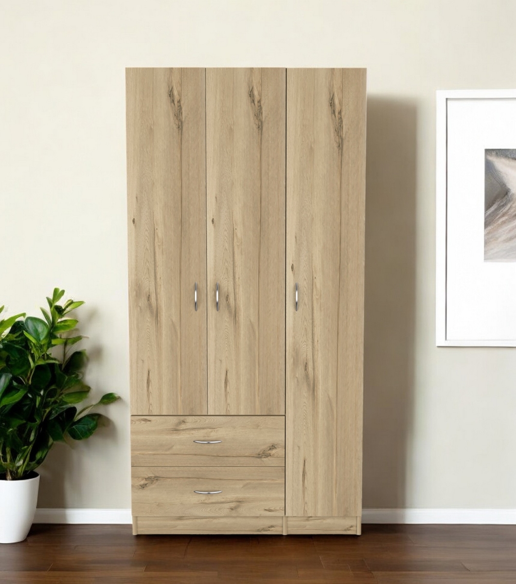 534931 35 in. Oak Two Drawer Combo Dresser