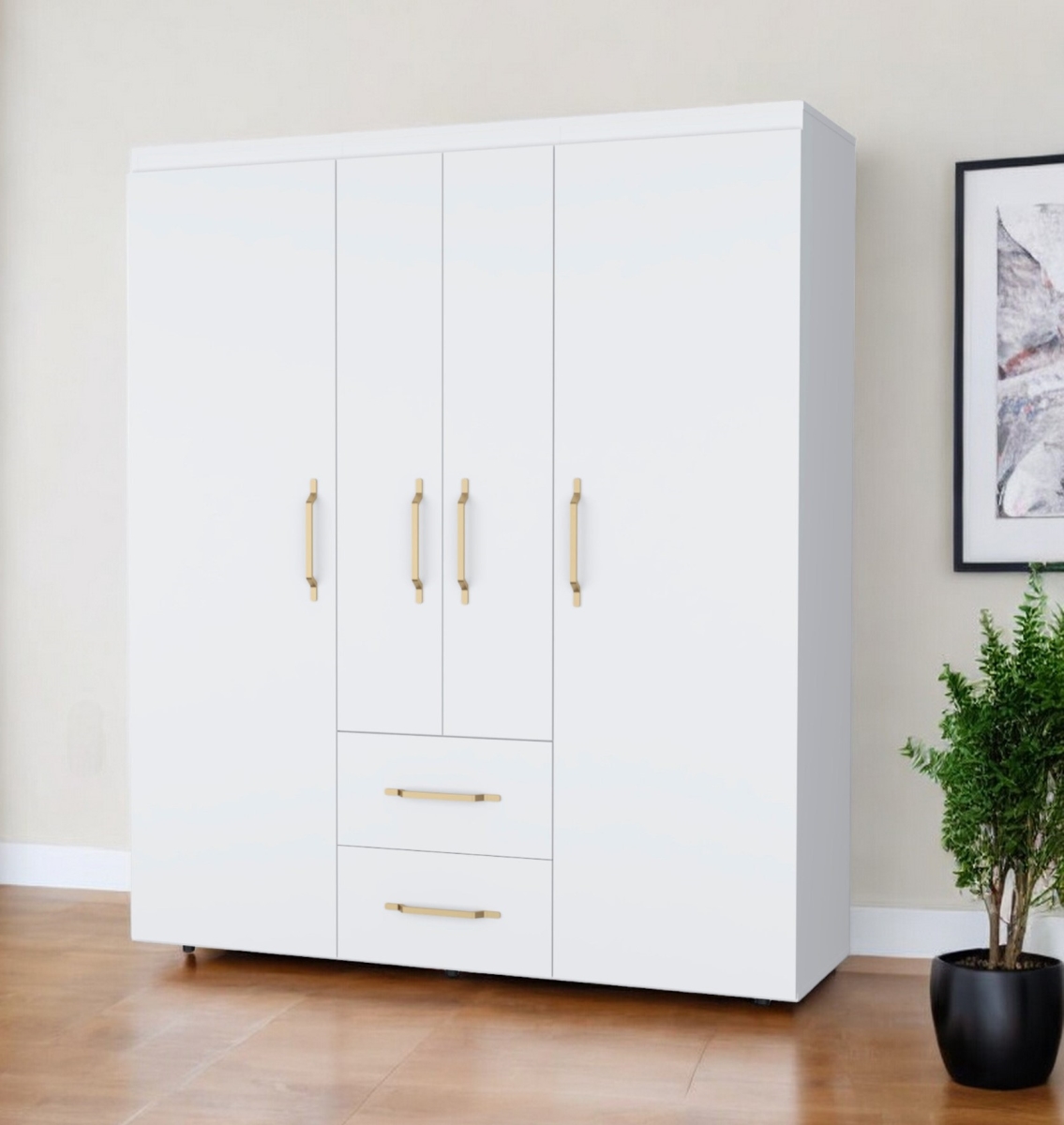 552265 59 in. White Two Drawer Combo Dresser