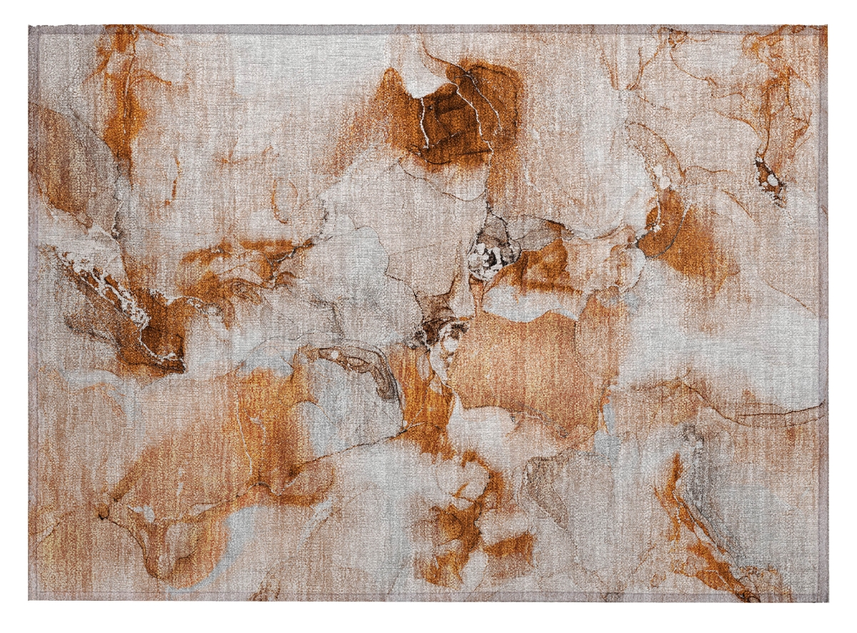 Abstract Orange & Ivory Area Rug - 2 x 3 ft. - Washable & Non-Skid
