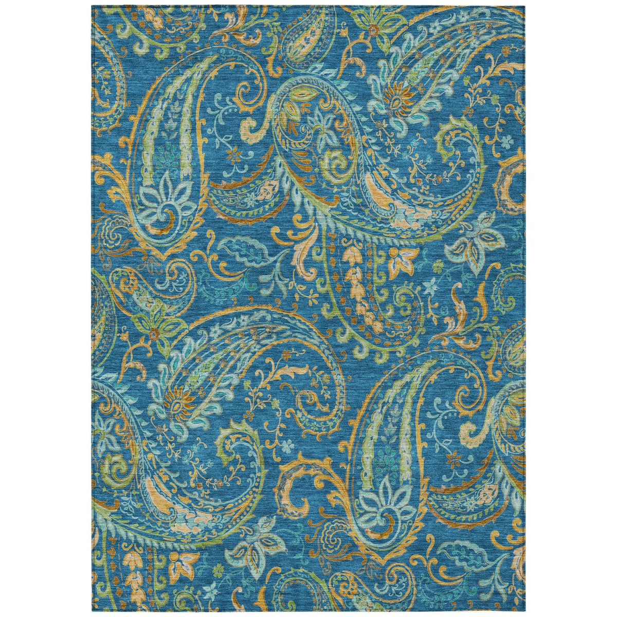 Navy Blue Paisley 3x5 ft. Washable Area Rug - Non-Skid Design