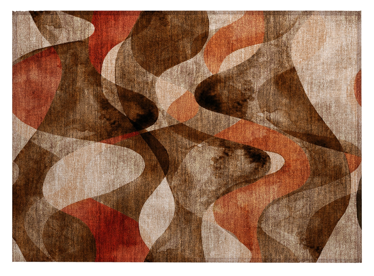 Chocolate Abstract Washable Non-Skid Area Rug - 2 x 3 ft - Stain Resistant
