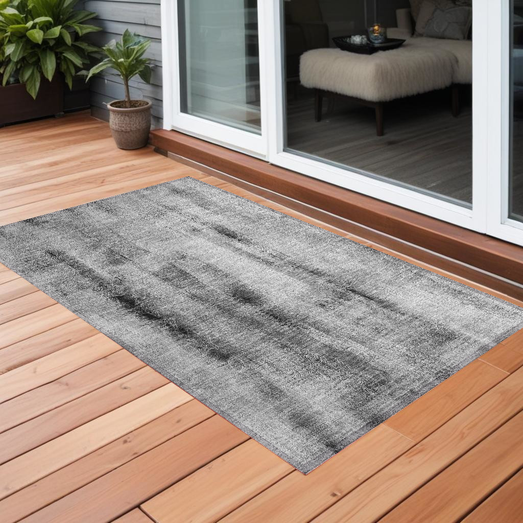 Gray Washable Non-Skid Area Rug - 3 x 5 ft - Indoor/Outdoor - Stain Resistant