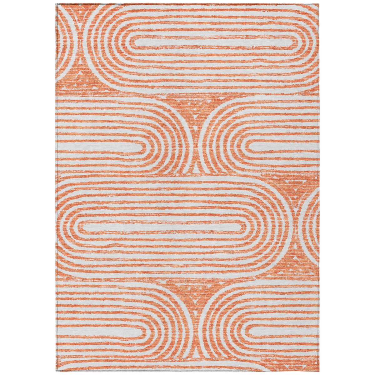 Salmon Abstract Washable Non-Skid Area Rug - 3 x 5 ft - Stain Resistant