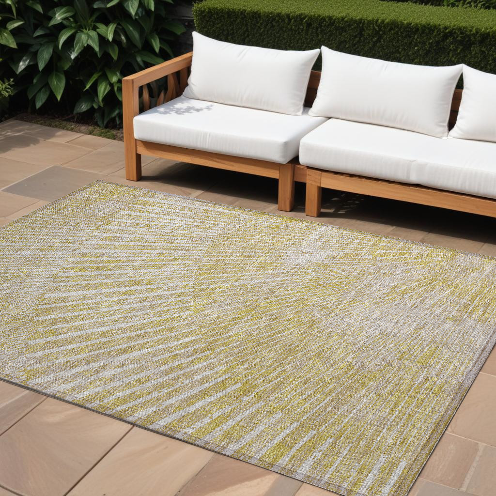 562017 8 x 10 ft. Wheat Abstract Washable Non Skid Indoor Outdoor Rectangle Machine Woven Area Rug