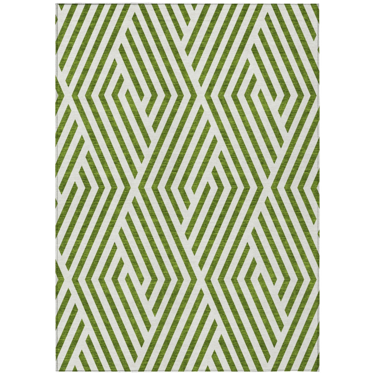 Geometric Washable Area Rug - Lime Green & White - 9 x 12 ft - Stain Resistant