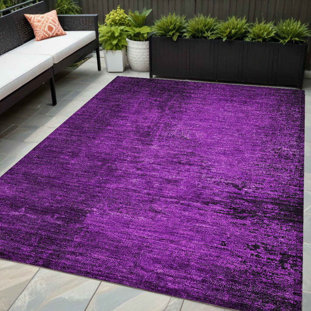 Purple Abstract Washable Area Rug - 5 x 8 ft - Non-Skid - Stain Resistant