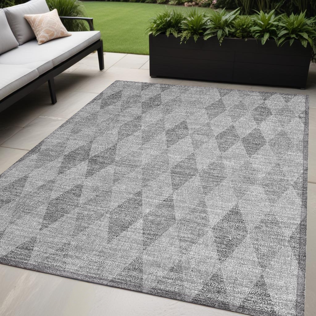 Gray Geometric Washable Area Rug - 5 x 8 ft. - Stain Resistant & Non-Skid