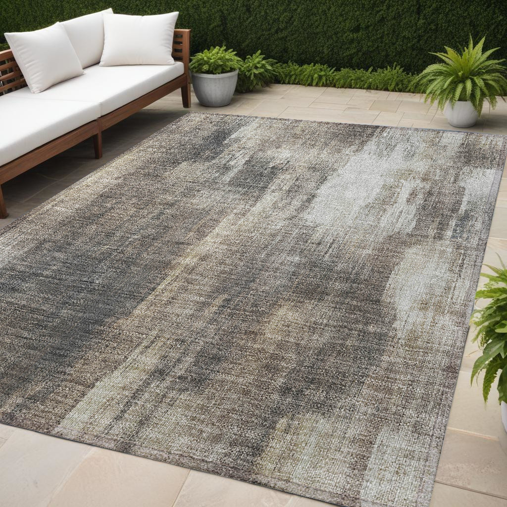 Abstract Taupe & Gray Area Rug - 5 x 8 ft. - Washable & Non-Skid