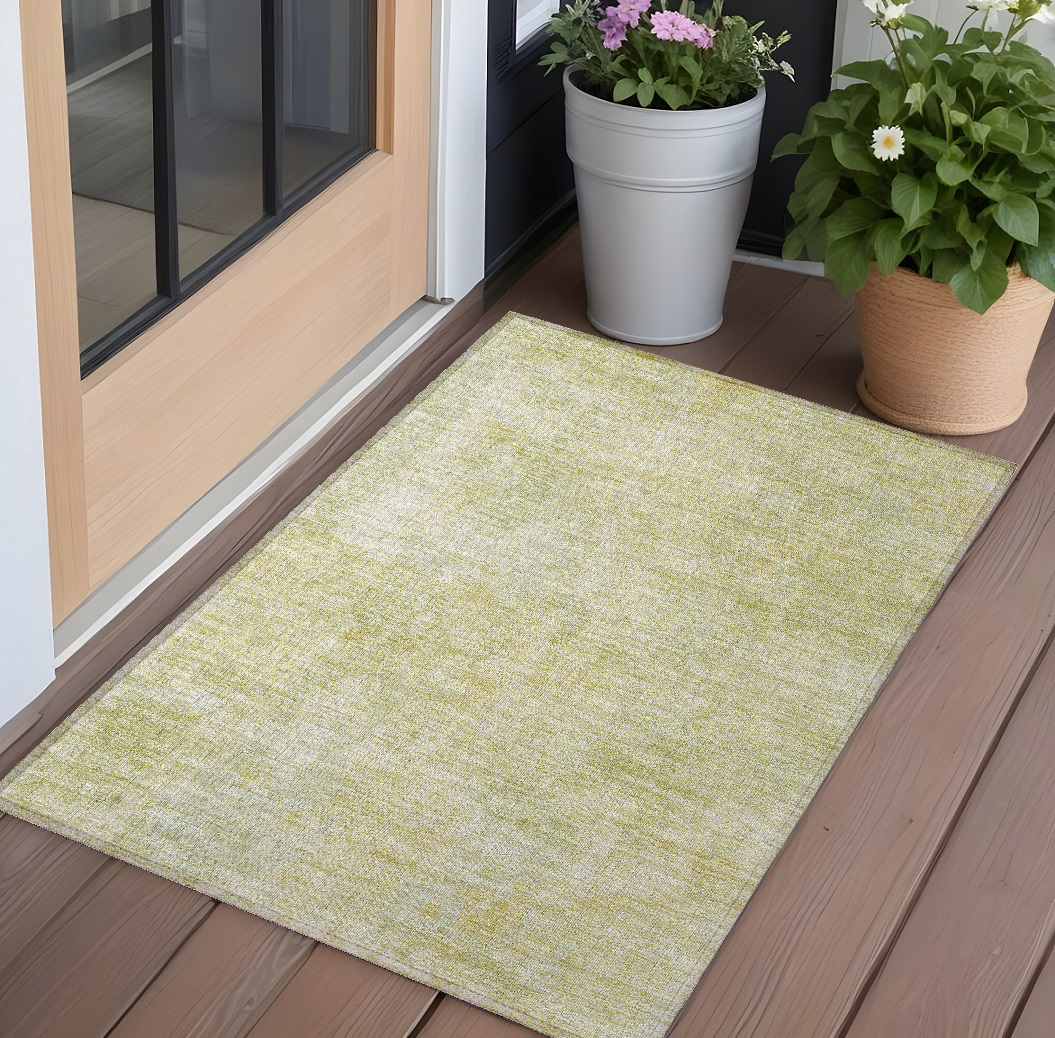 Gold Abstract Washable Area Rug - 3 x 5 ft - Non-Skid & Stain Resistant