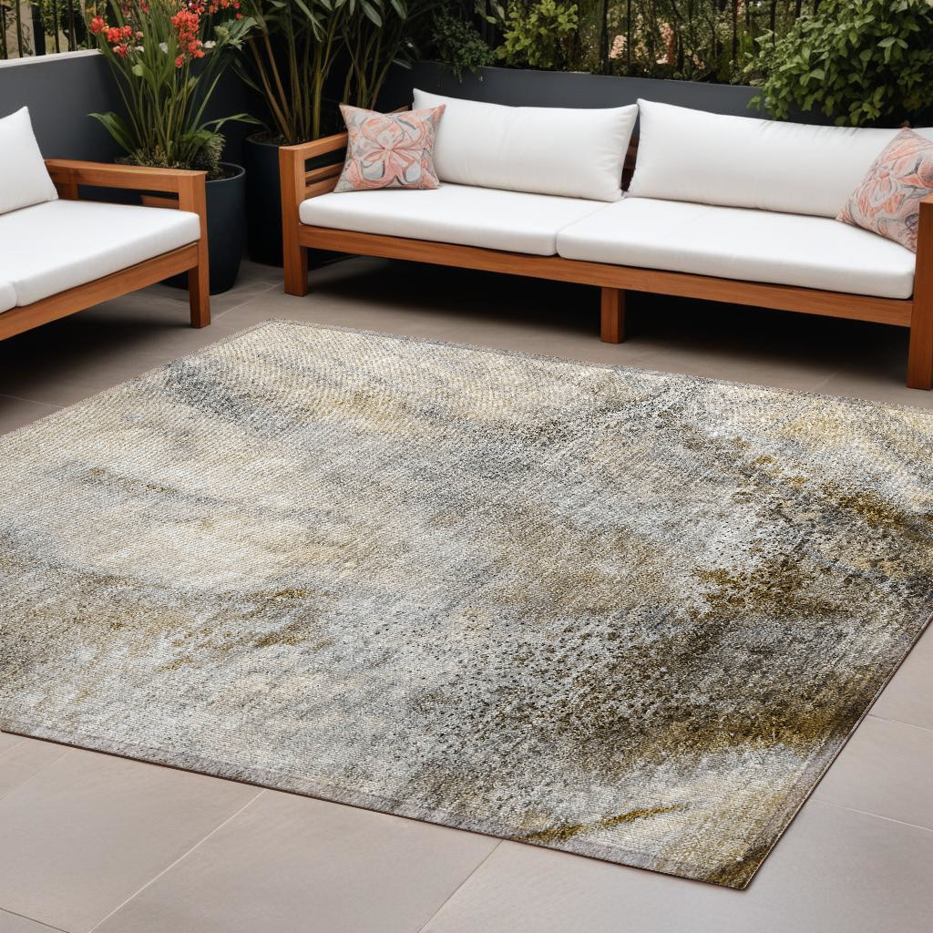 559558 10 x 14 ft. Beige Abstract Washable Non Skid Indoor Outdoor Rectangle Machine Woven Area Rug
