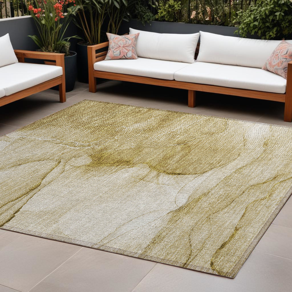 559727 8 x 10 ft. Beige Abstract Washable Non Skid Indoor Outdoor Rectangle Machine Woven Area Rug