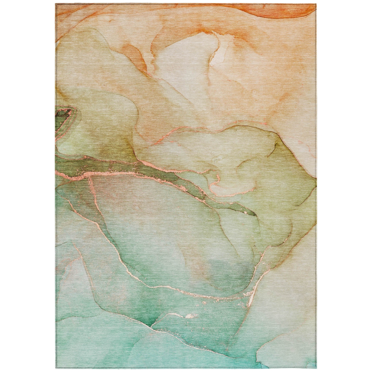 559841 3 x 5 ft. Teal Abstract Washable Non Skid Indoor Outdoor Rectangle Machine Woven Area Rug