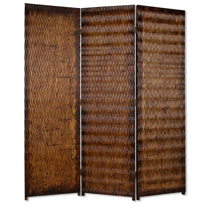 274906 63 x 72 in. Brown Wood 3 Panel Screen
