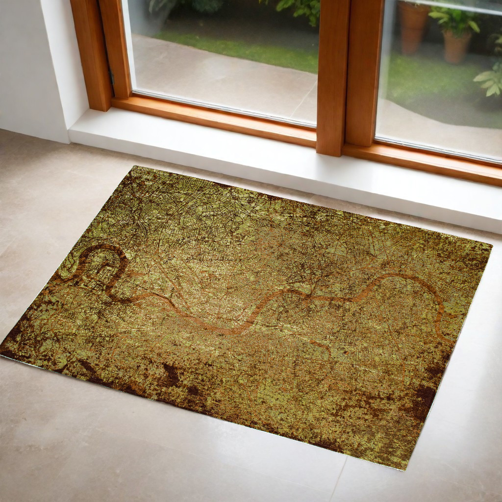 551765 3 x 5 ft. Green & Brown Abstract Non Skid Rectangle Machine Woven Area Rug
