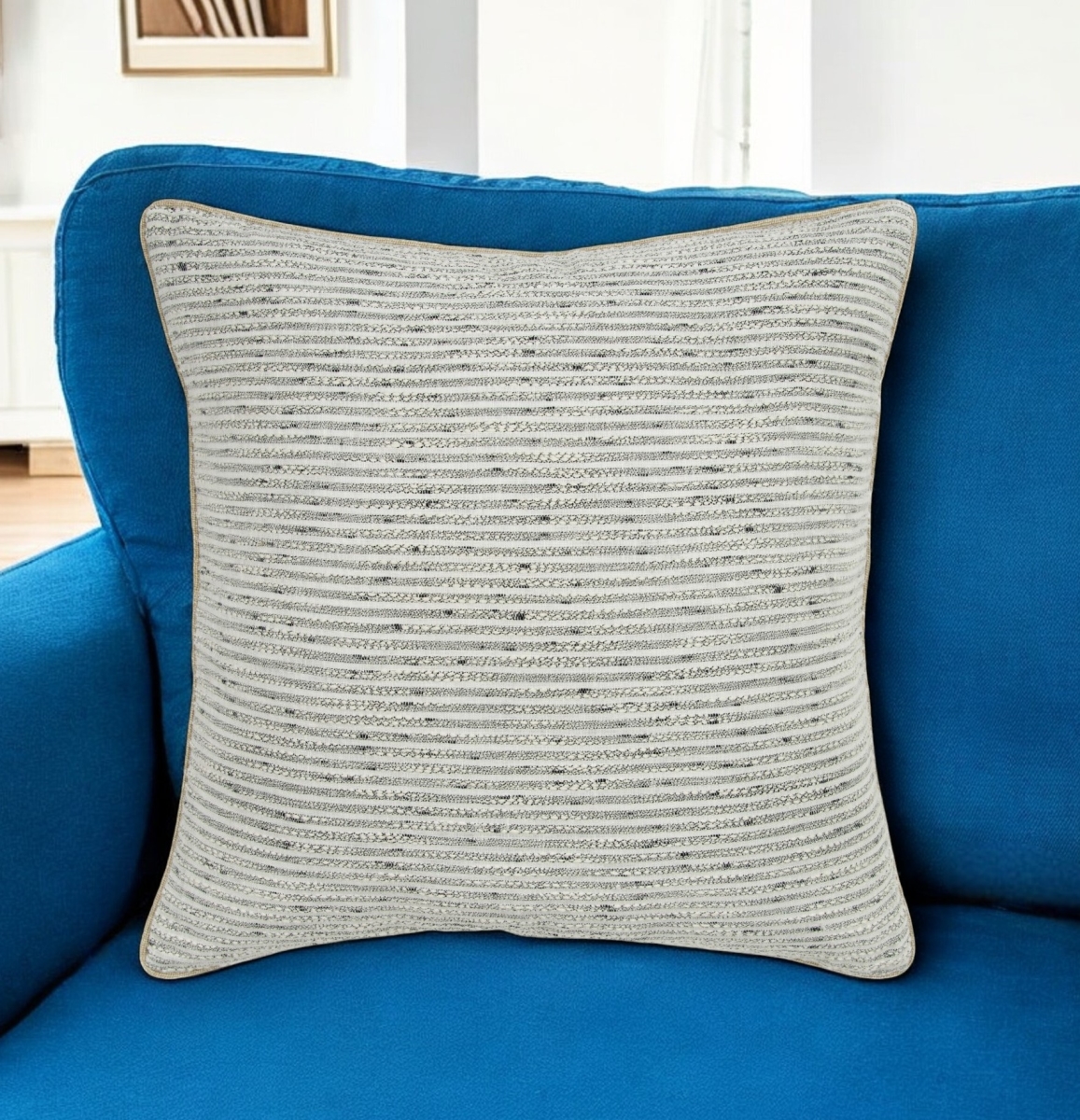 518638 20 in. Gray & Cream Striped Cotton Throw Pillow