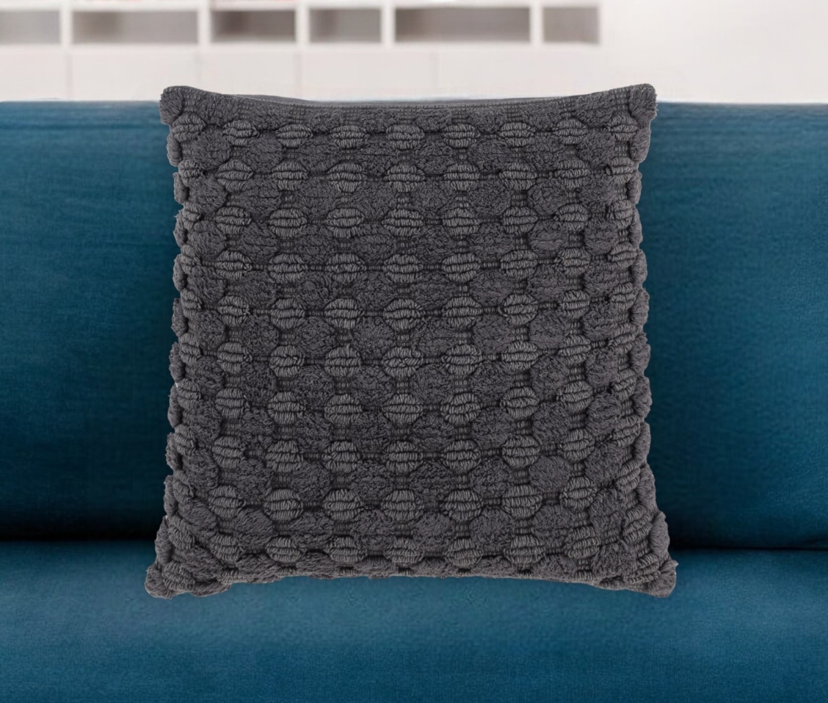 518684 20 in. Charcoal Cotton Throw Pillow with Texture