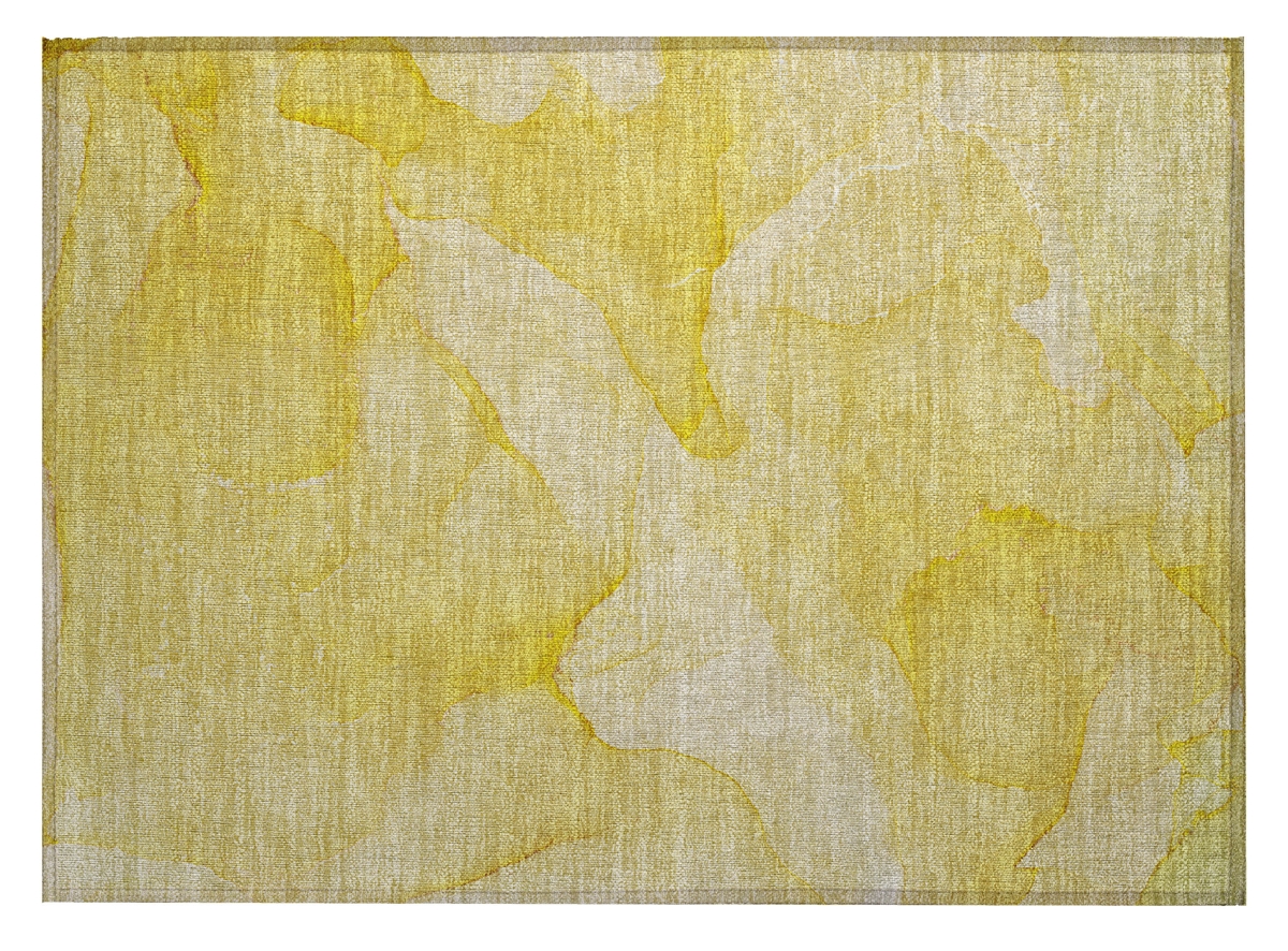 559857 2 x 3 ft. Gold Abstract Washable Non Skid Indoor Outdoor Rectangle Machine Woven Area Rug