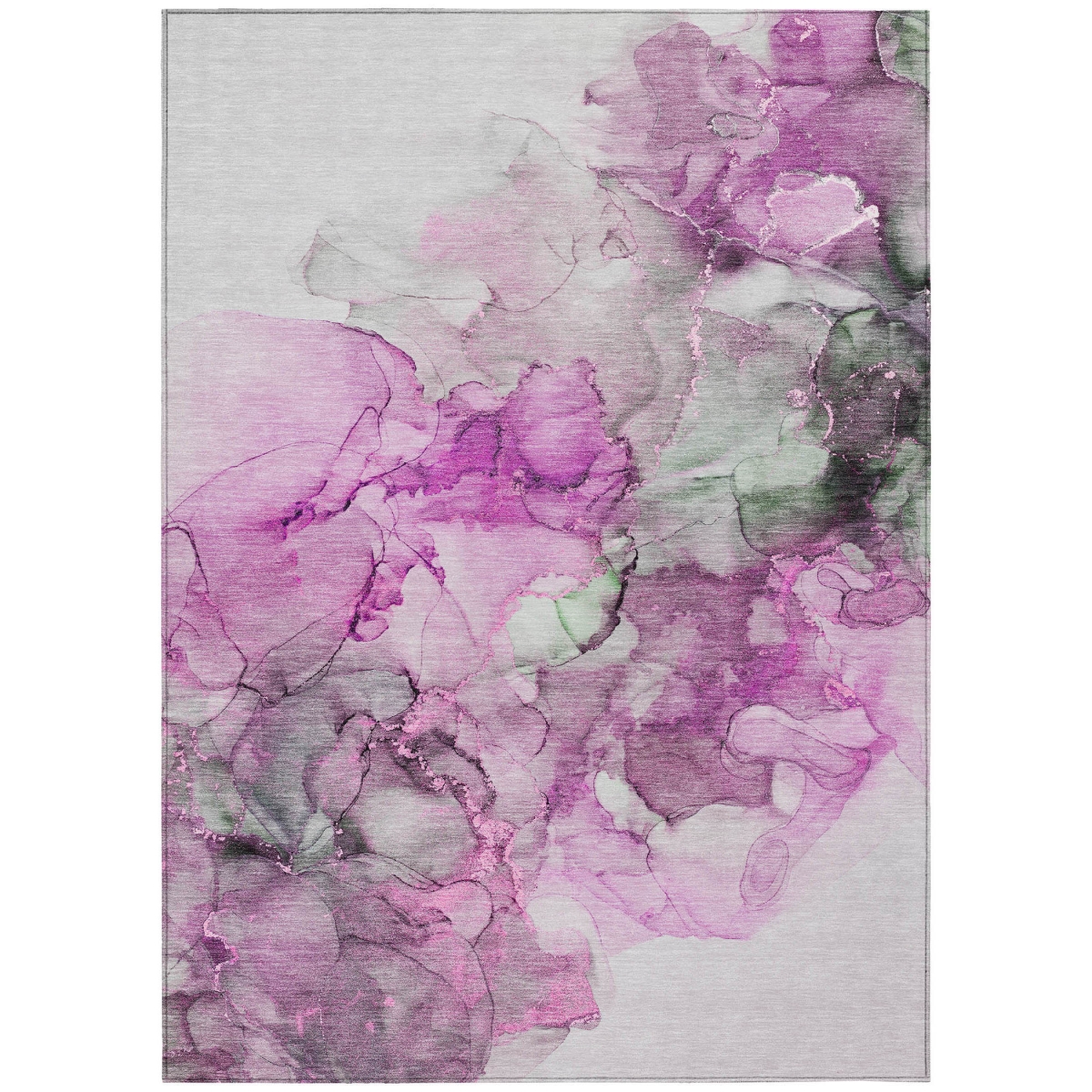 Abstract Washable Area Rug - Gray & Purple - 3 x 5 ft - Stain Resistant