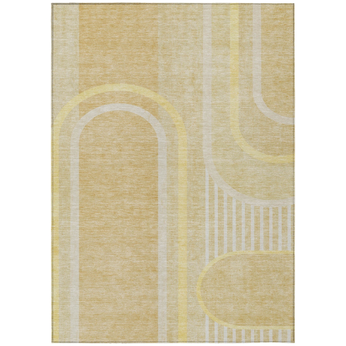 Beige Abstract Washable Area Rug - 5 x 8 ft - Non-Skid - Stain Resistant