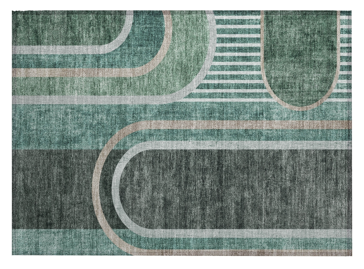 Abstract Washable Area Rug - Black & Green - 2 x 3 ft - Stain Resistant