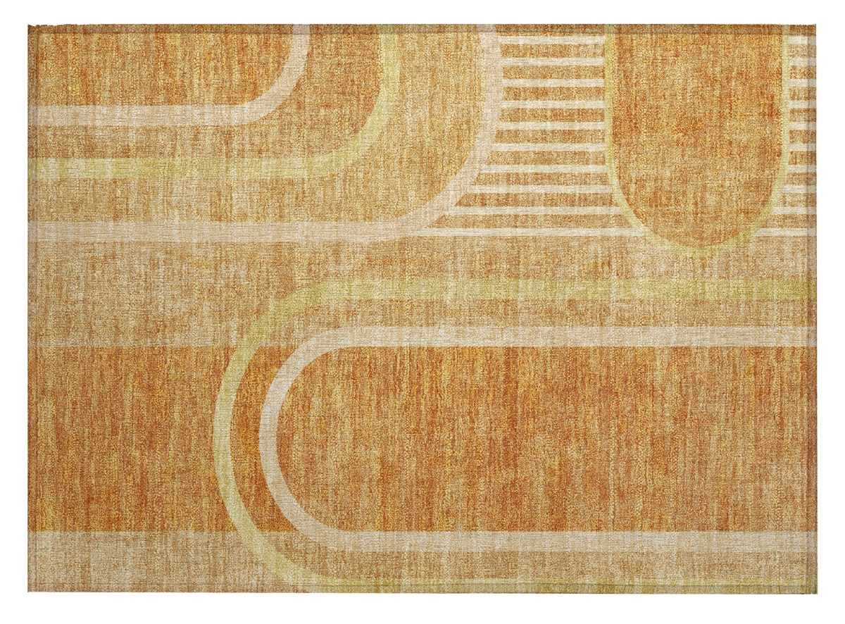 561365 2 x 3 ft. Terra Cotta Abstract Washable Non Skid Indoor Outdoor Rectangle Machine Woven Area Rug