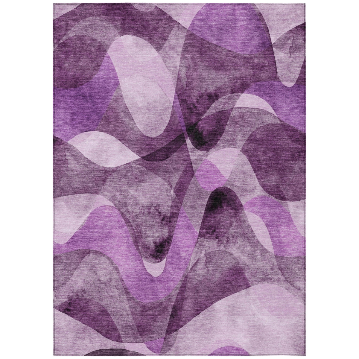 Purple Abstract Washable Area Rug - 8 x 10 ft - Non-Skid - Stain Resistant