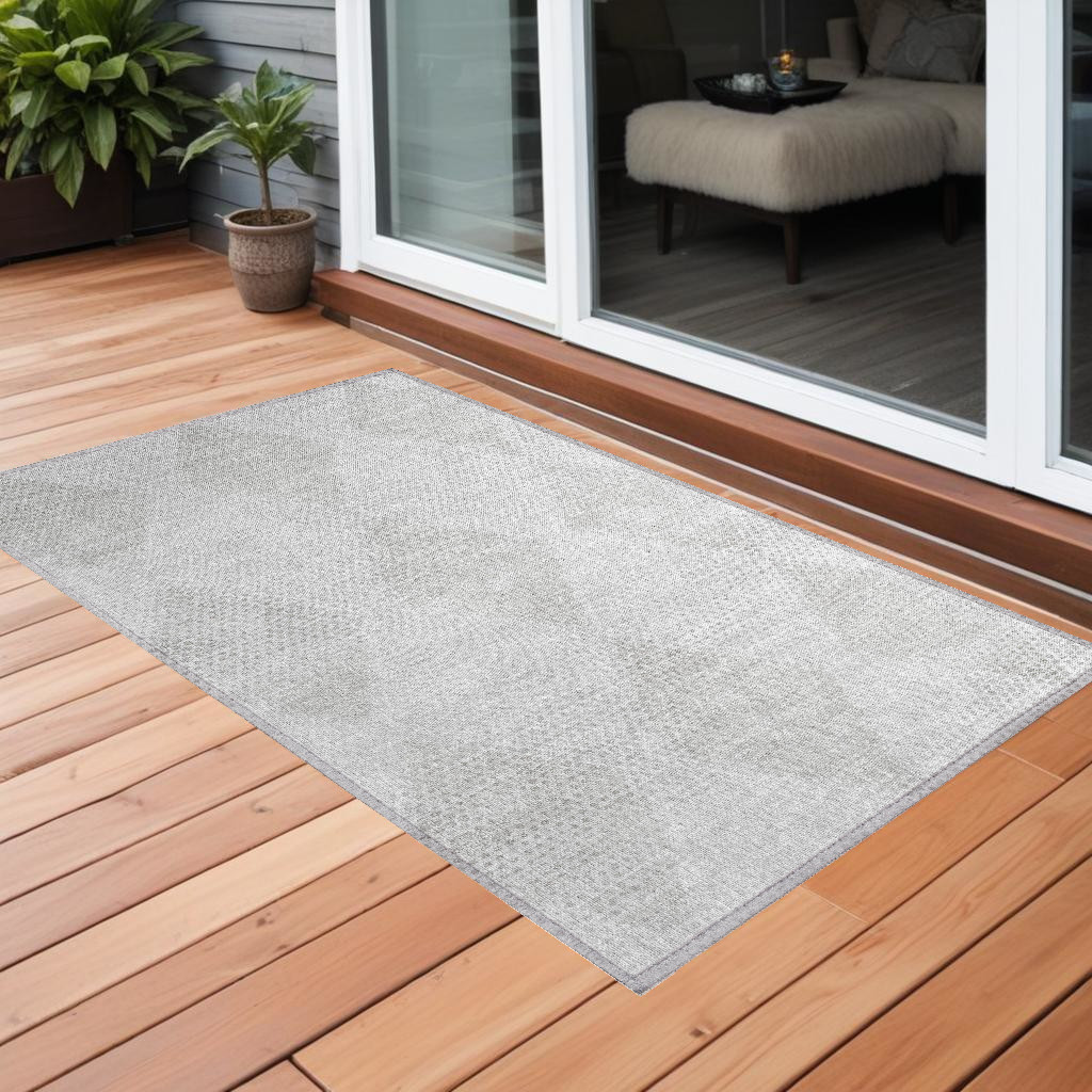 561762 3 x 5 ft. Ivory Geometric Washable Non Skid Indoor Outdoor Rectangle Machine Woven Area Rug
