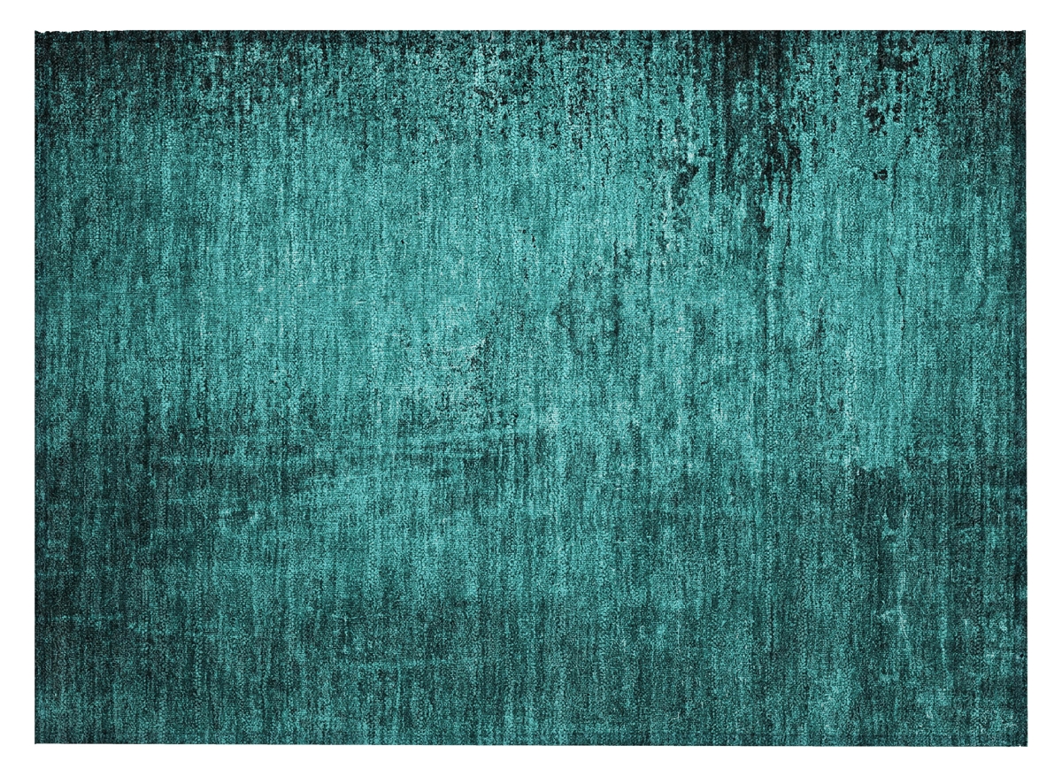 562731 2 x 3 ft. Teal Abstract Washable Non Skid Indoor Outdoor Rectangle Machine Woven Area Rug