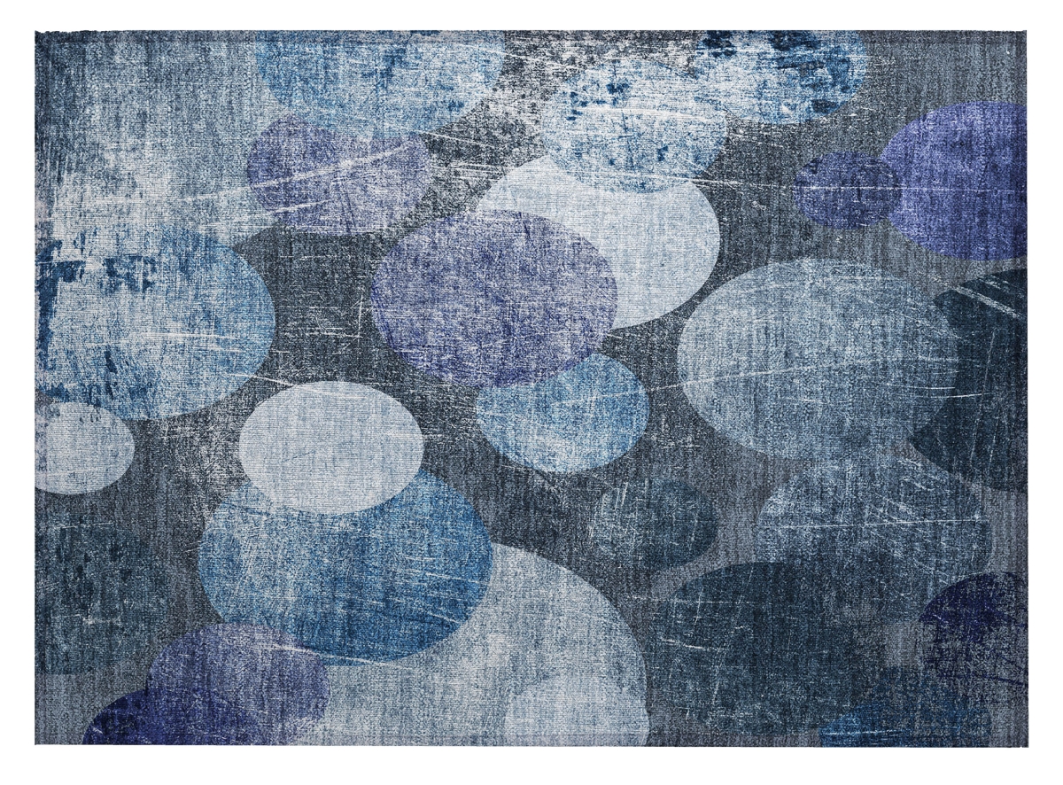 Gray & Blue Abstract Washable Area Rug - 2 x 3 ft. - Stain Resistant