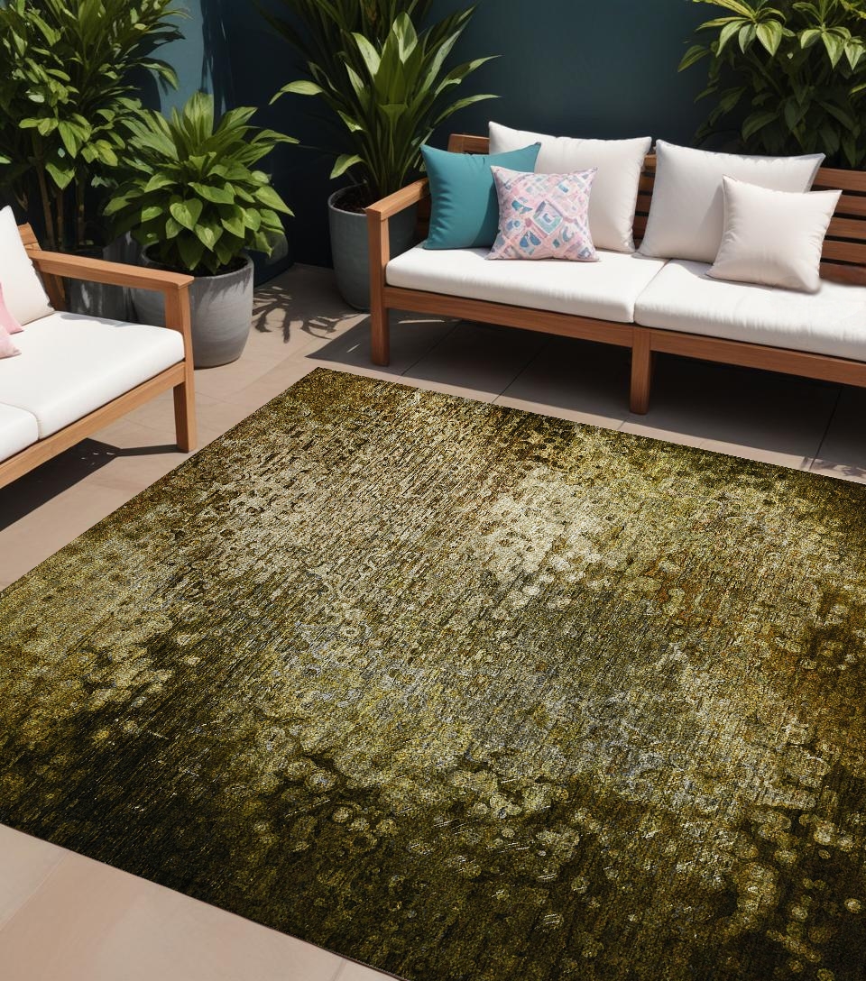 563510 10 x 14 ft. Brown Washable Non Skid Indoor Outdoor Rectangle Machine Woven Area Rug
