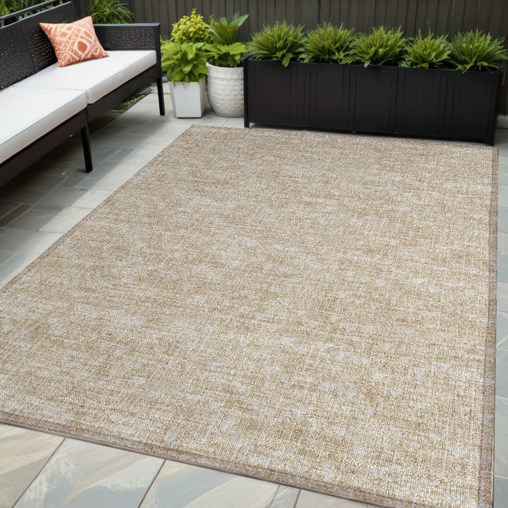 560041 5 x 8 ft. Tan Geometric Washable Non Skid Indoor Outdoor Rectangle Machine Woven Area Rug